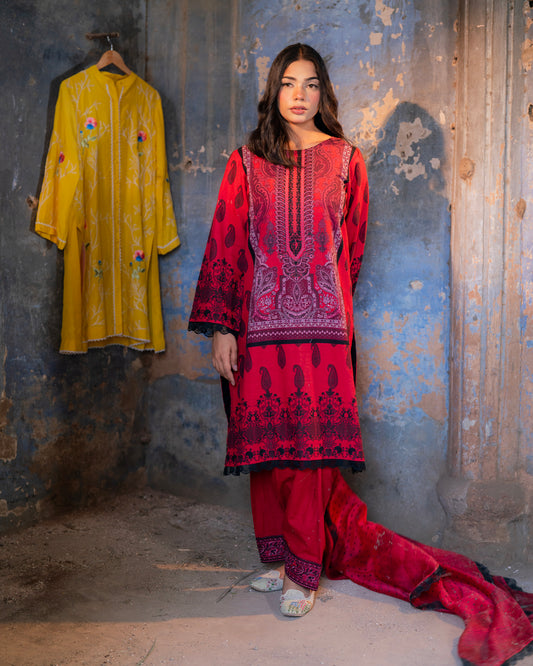 Red dress Linen Cotton Suit