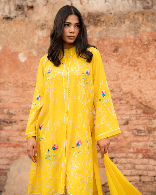 Sunlit Meadow: Floral Kurta Elegance