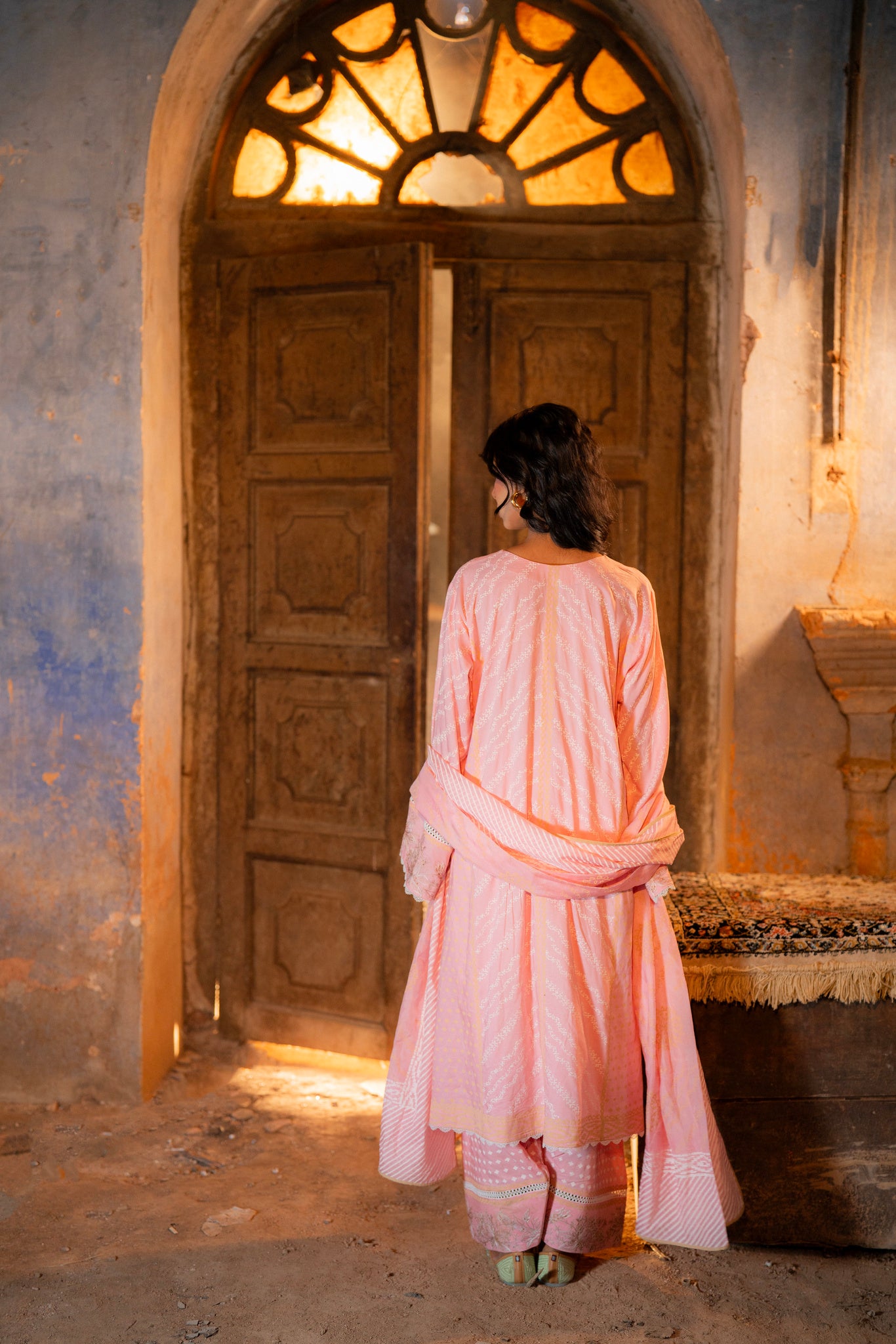 Rose Blush Elegance: Traditional Embroidered Suit