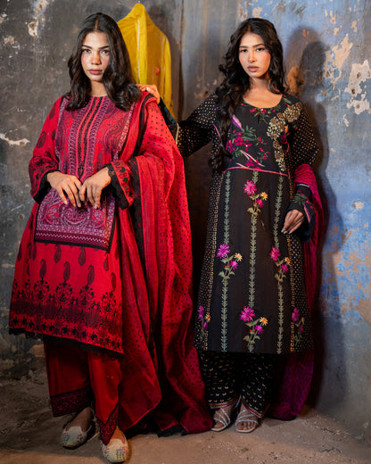 Red dress Linen Cotton Suit