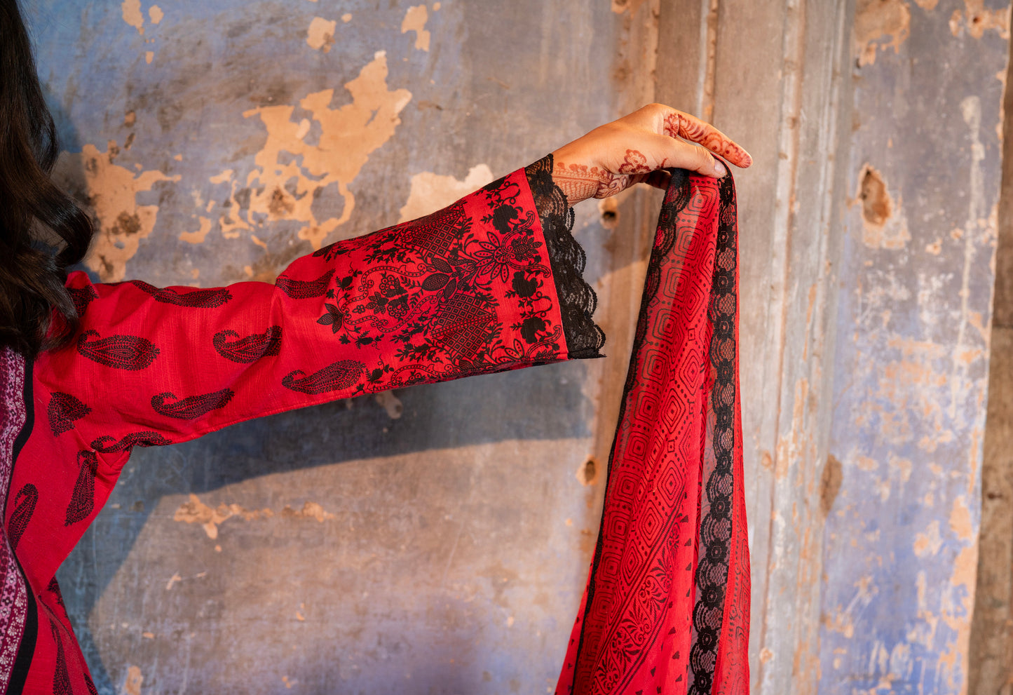 Red dress Linen Cotton Suit