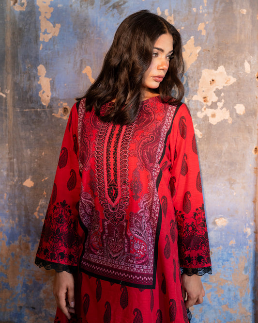 Red dress Linen Cotton Suit