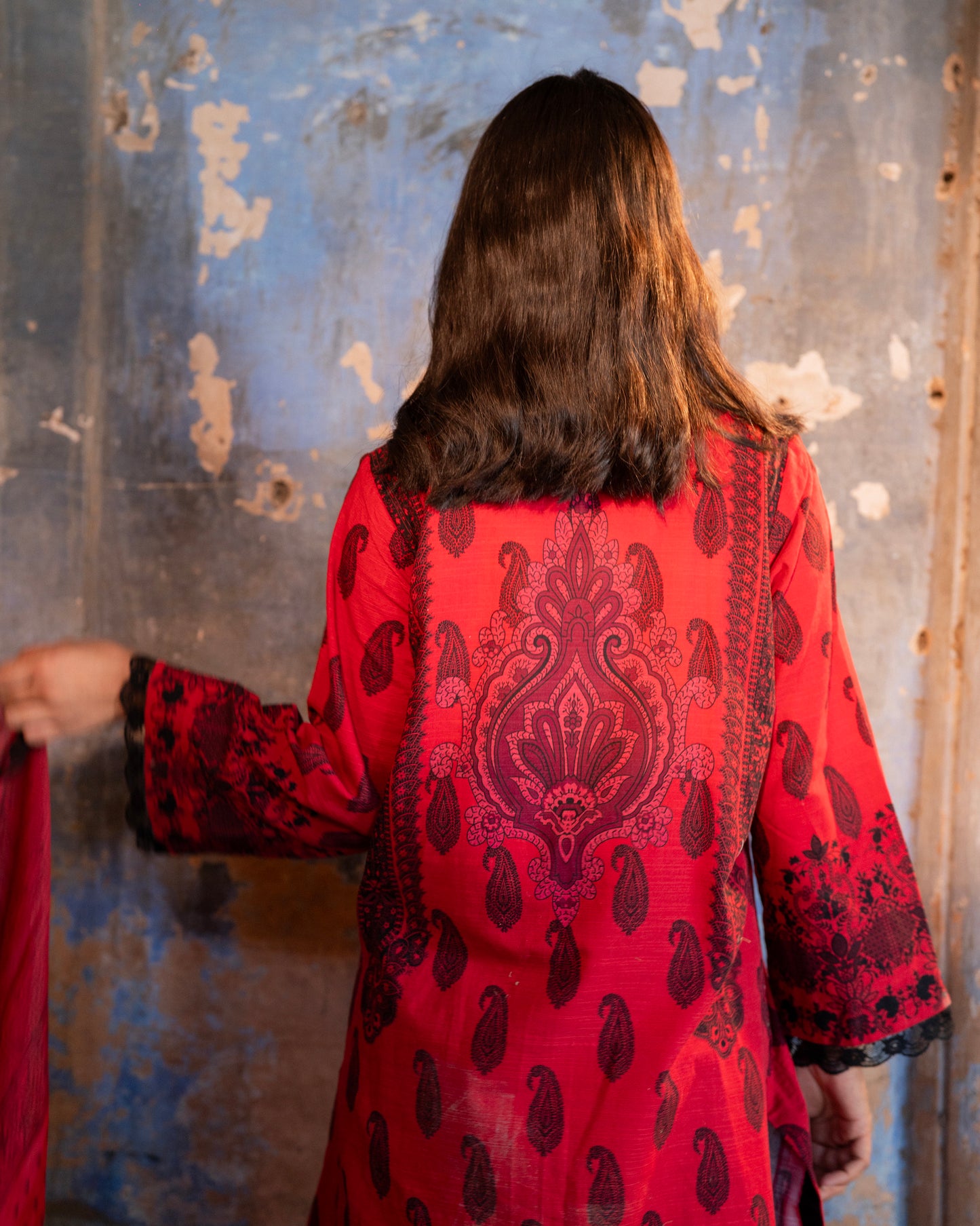 Red dress Linen Cotton Suit