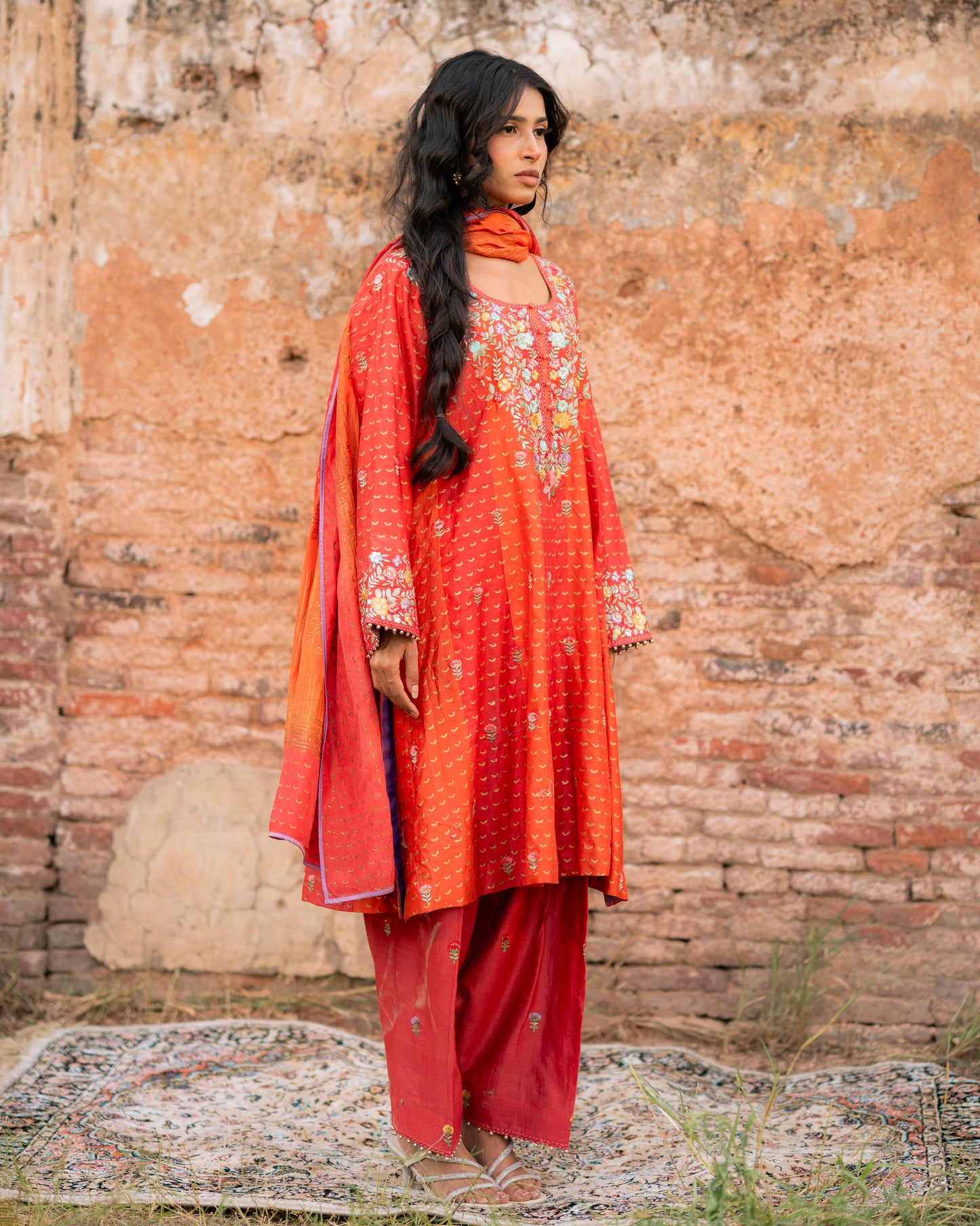 Chanderi Block Print And Embroidery
