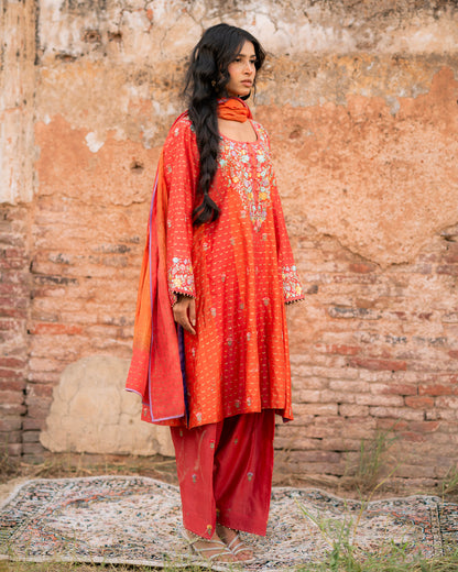 Chanderi Block Print And Embroidery