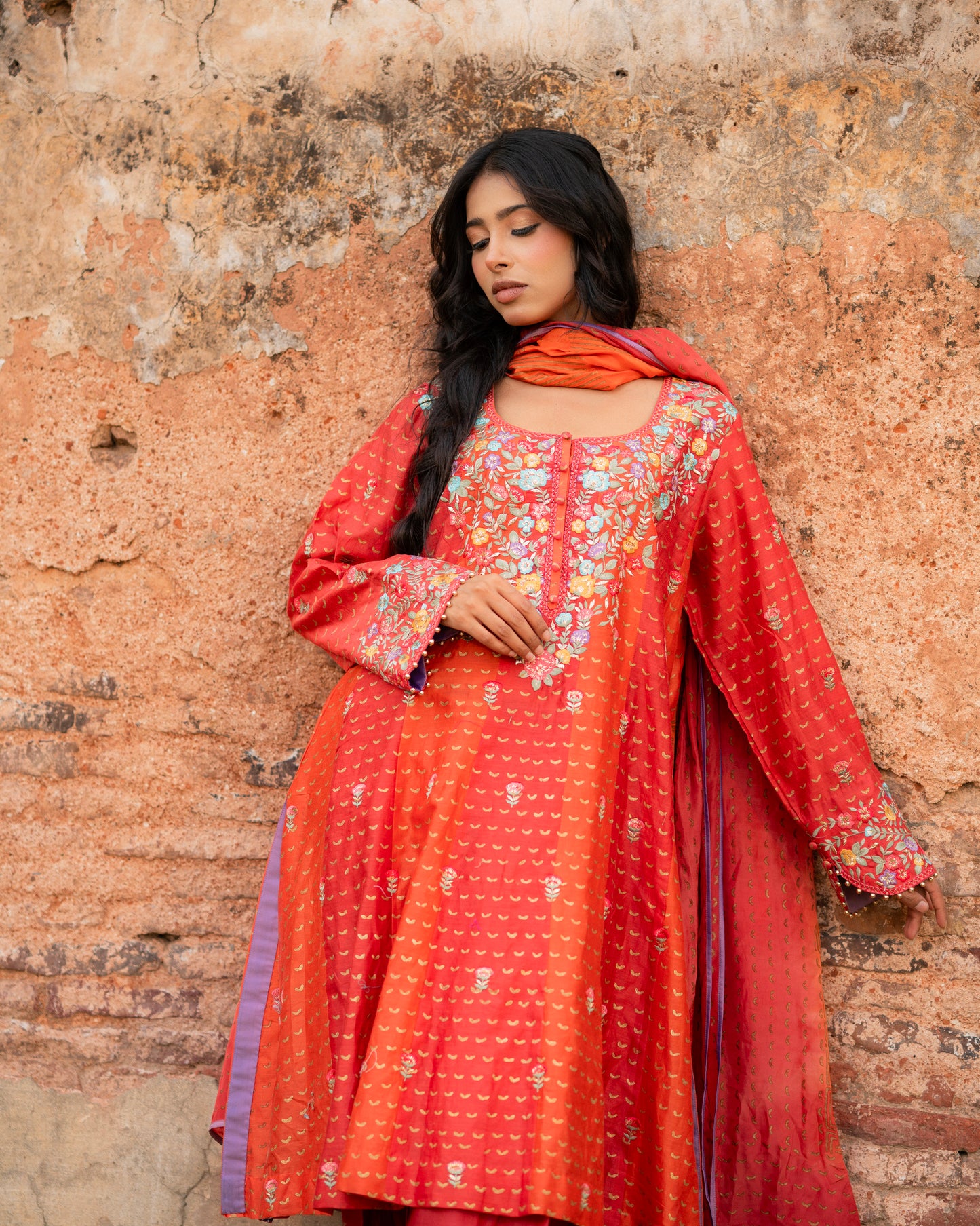 Chanderi Block Print And Embroidery