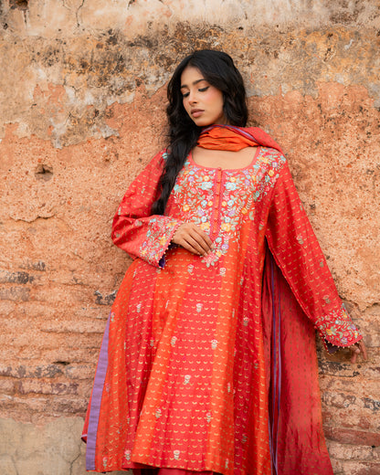 Chanderi Block Print And Embroidery