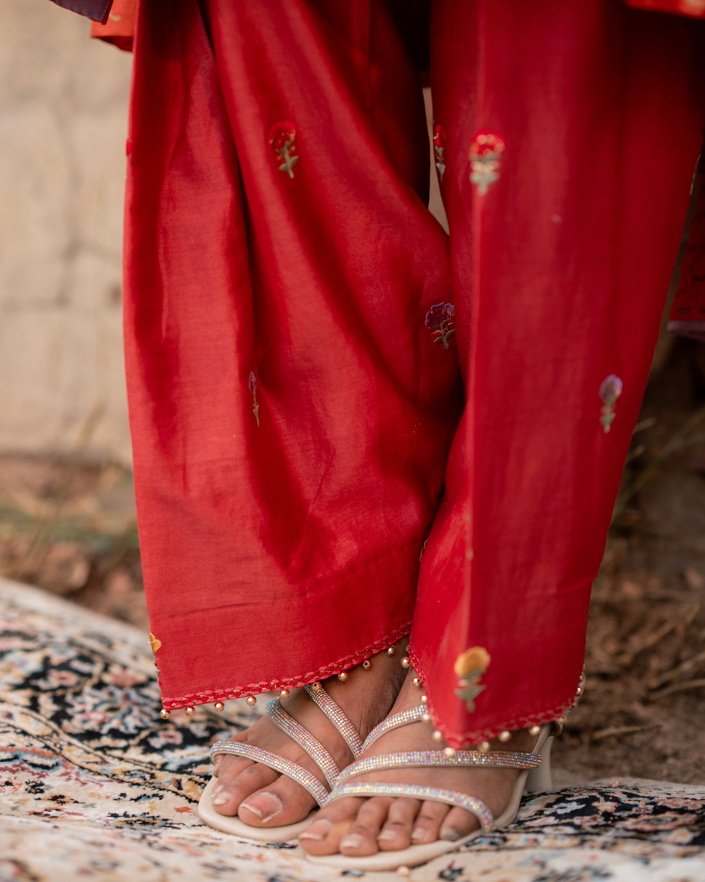 Chanderi Block Print And Embroidery