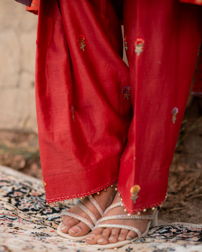 Chanderi Block Print And Embroidery