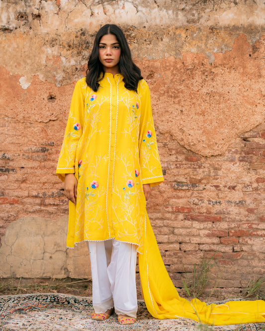 Sunlit Meadow: Floral Kurta Elegance