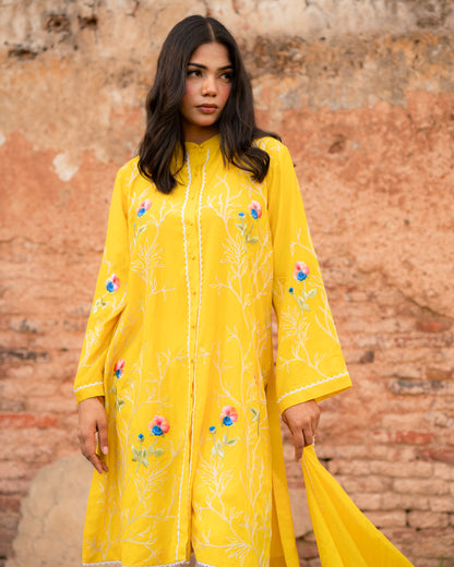 Sunlit Meadow: Floral Kurta Elegance